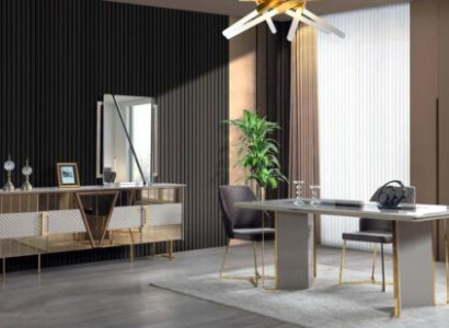 Esszimmer Set luxus Einrichtung Esstisch Sideboard mit Spiegel Komplett